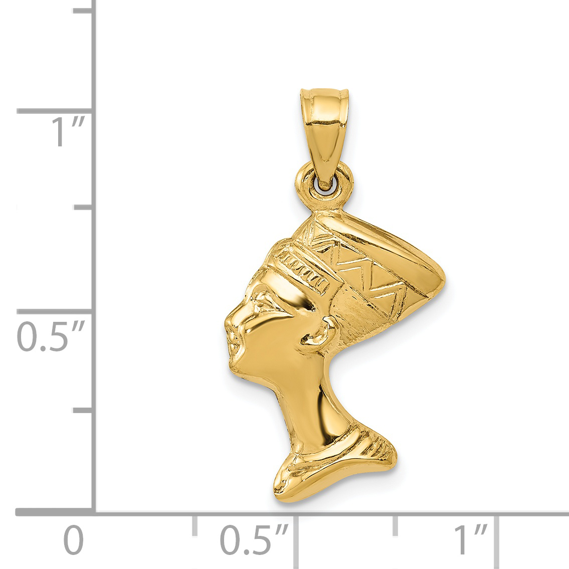 3-D Nefertiti Charm Pendant 14k Yellow Gold 26x14mm 3D detailed image 5