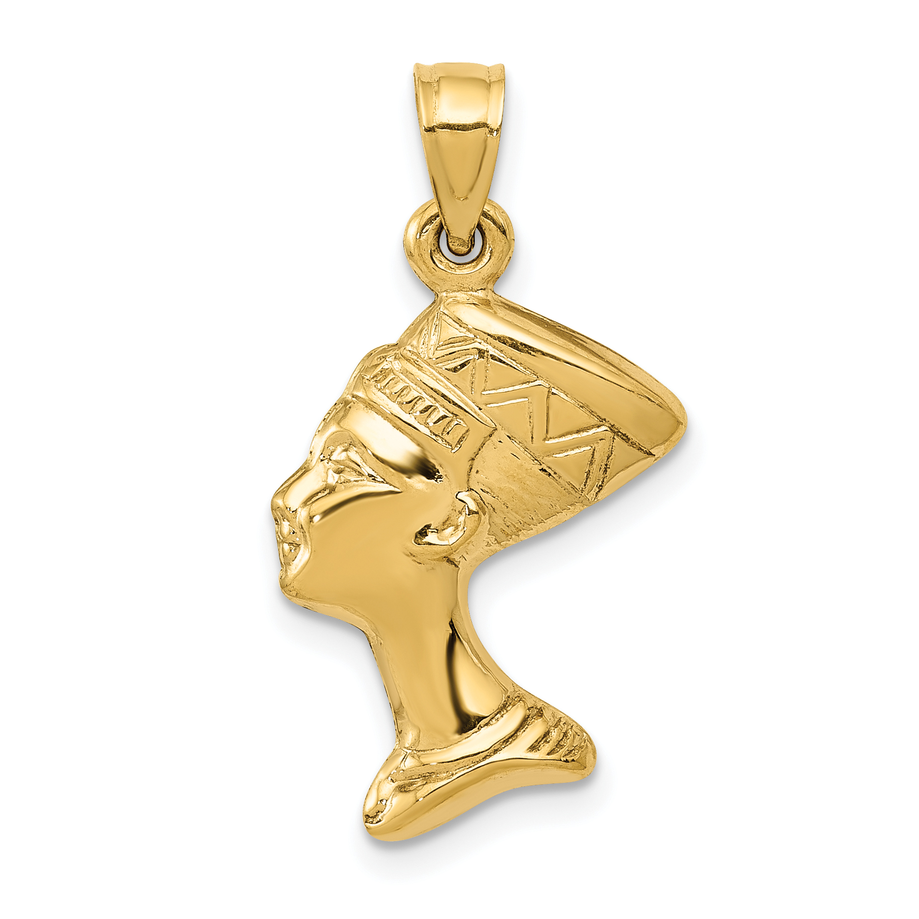 3-D Nefertiti Charm Pendant 14k Yellow Gold 26x14mm 3D main product image