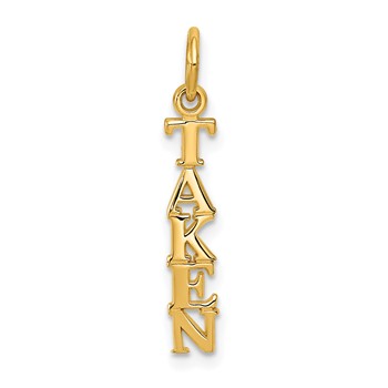 14K Polished TAKEN Vertical Charm
