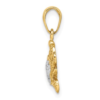 14k and White Rhodium Diamond-cut Blue Crab Pendant — alternate view