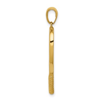 14k Solid Polished 3-D Tennis Racquet Pendant — alternate view