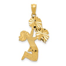 New 14k Gold 2 tone Cheerleader Charm Pendant hotsell with Moving Legs