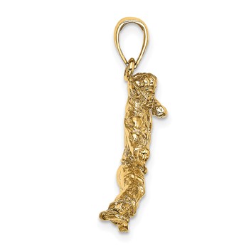 14k 3-D Male Karate Pendant — alternate view