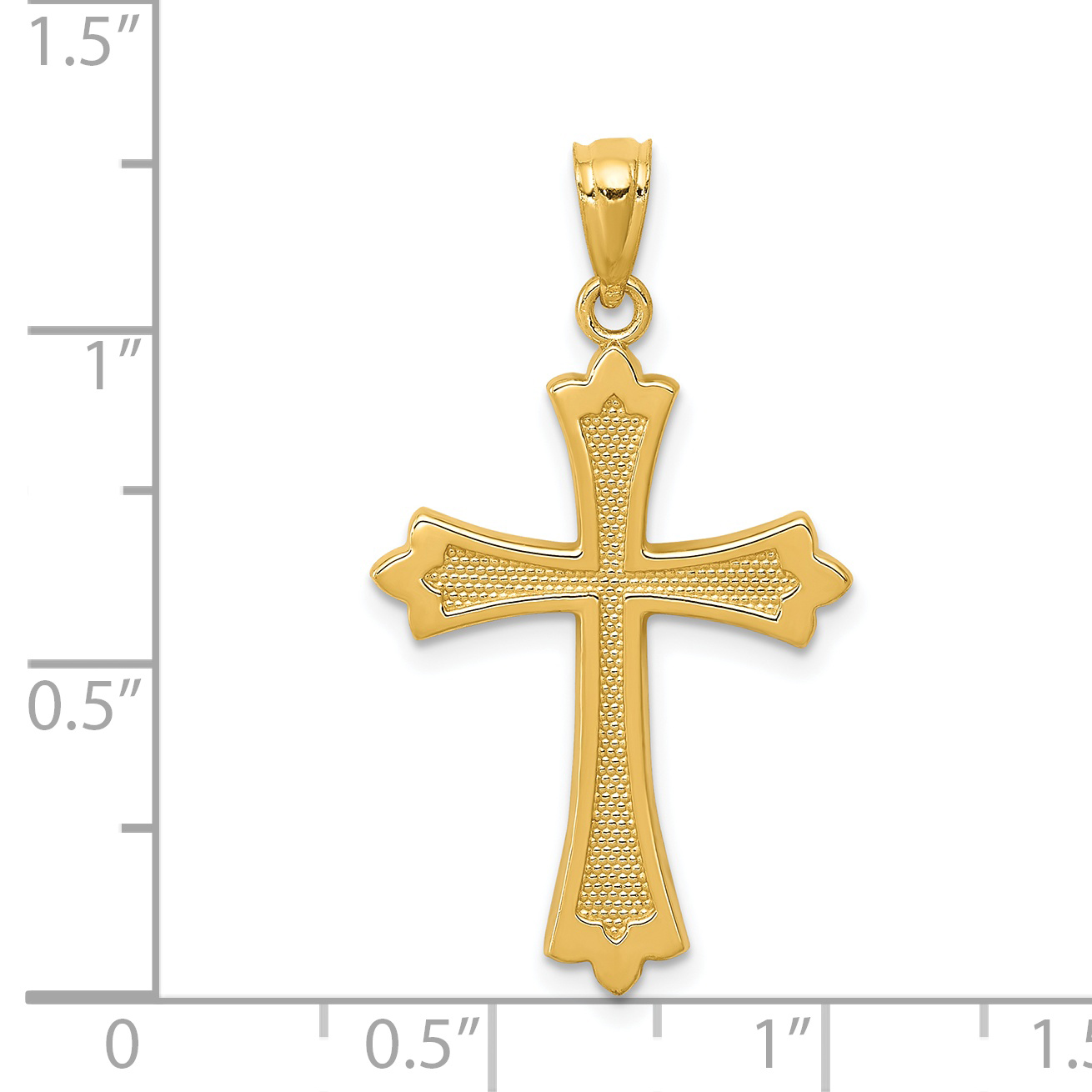 Fleur de Lis Cross Charm Pendant 14k Yellow Gold 30x17mm Religious Solid detailed image 3