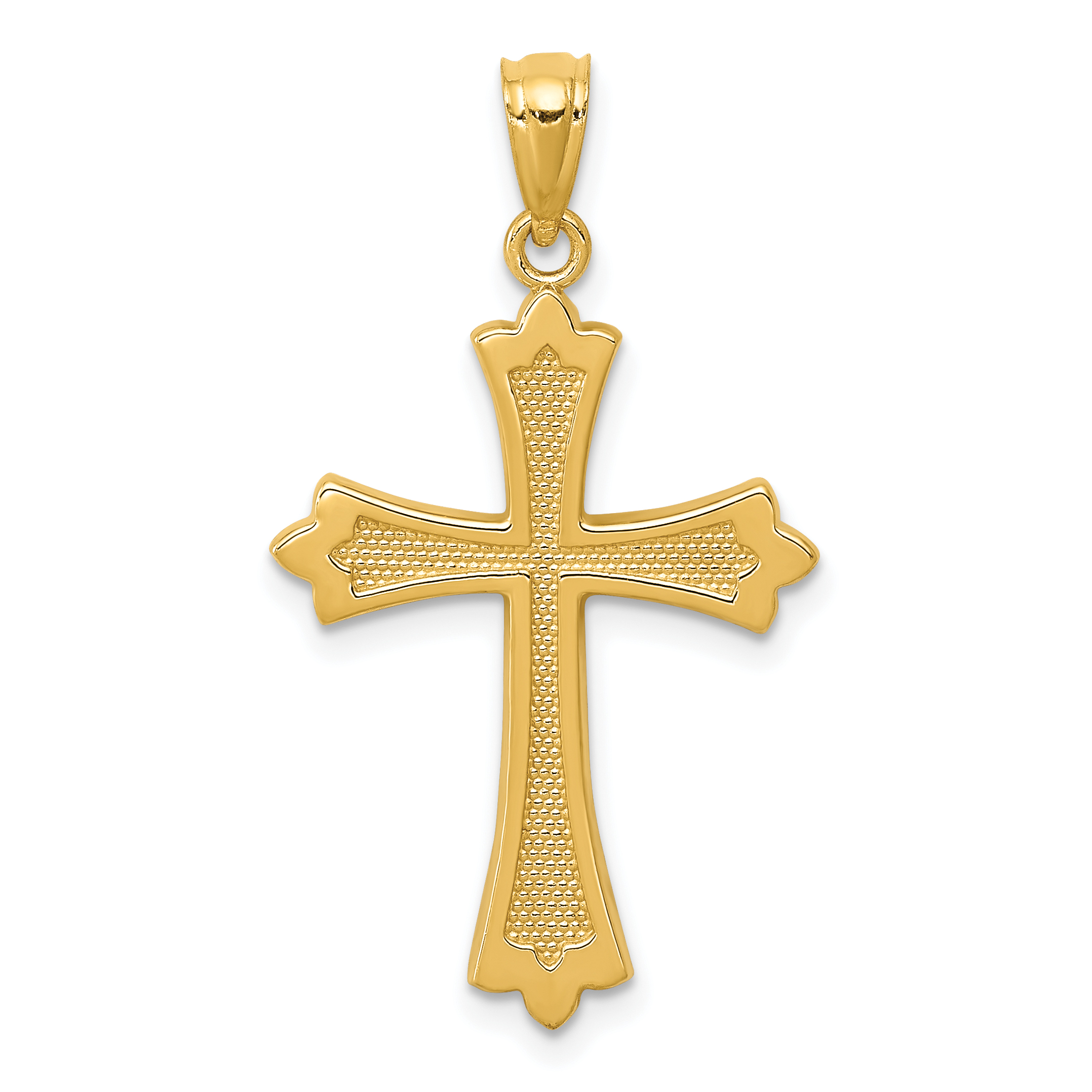 Fleur de Lis Cross Charm Pendant 14k Yellow Gold 30x17mm Religious Solid main product image