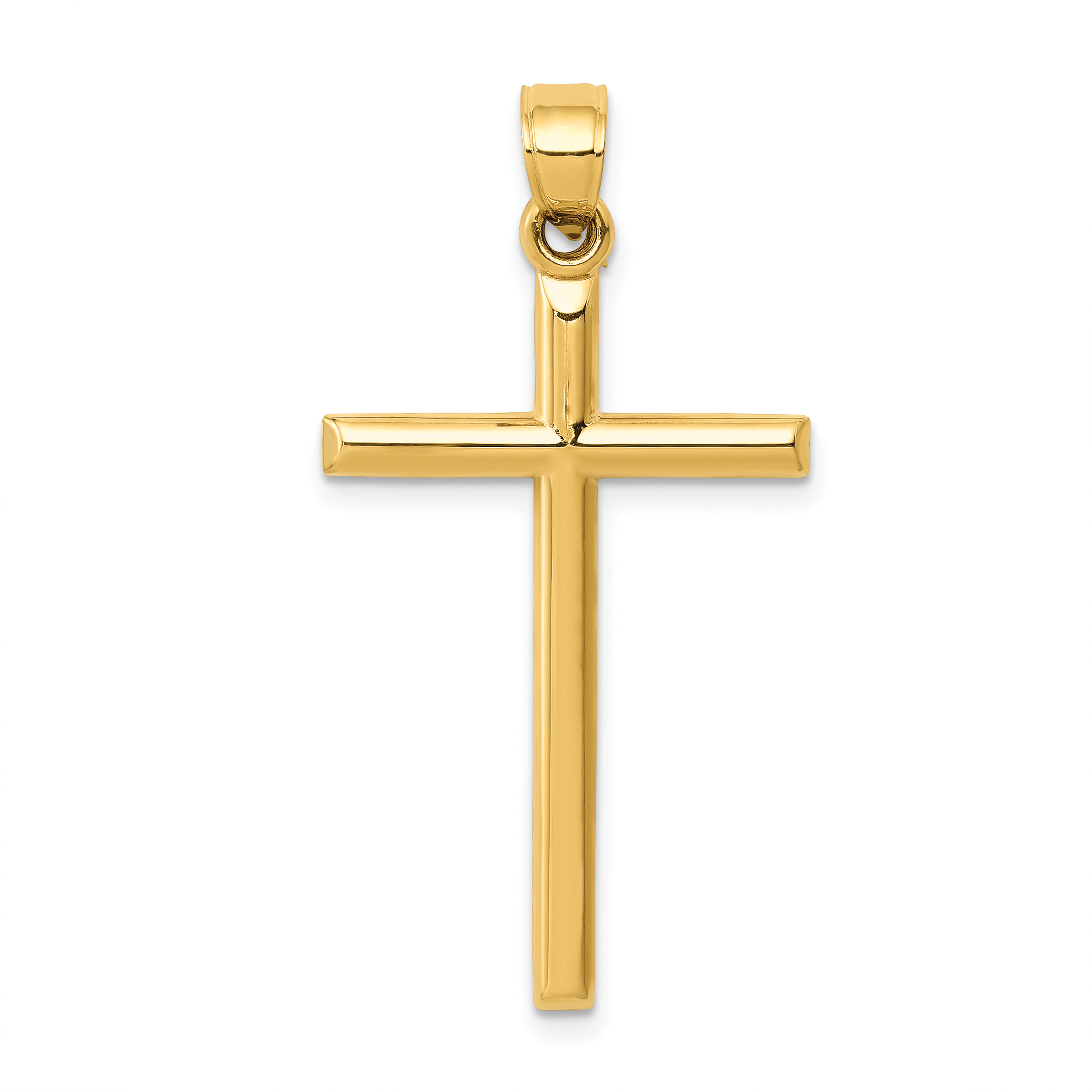 Cross Pendant Charm Real 14k Yellow Gold 38x20mm Religious Hollow main product image