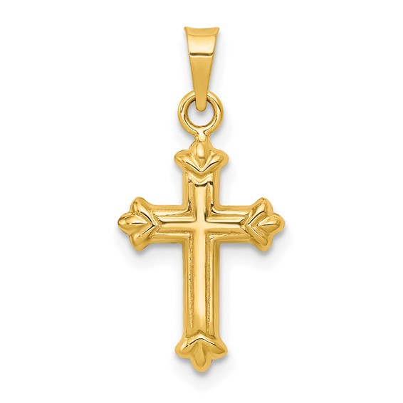 14k Gold Fleur de Lis Hollow Cross Charm 14k Gold Fleur de Lis Hollow Cross Charm