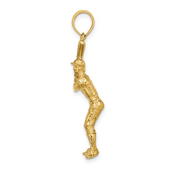 14k 3-D Baseball Player with Bat Charm — alternate view