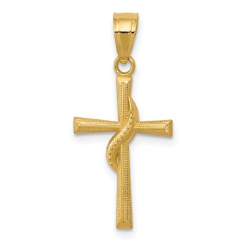 14k Polished Cross with Drape Pendant