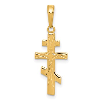 14k Polished Eastern Orthodox Cross Pendant