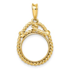 Image of Wideband Distinguished Coin Jewelry 14k Polished Western Rope 13.0mm Prong Coin Bezel Pendant