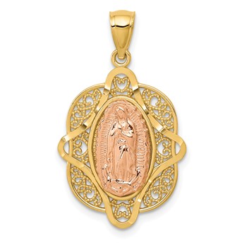 14k Two-tone Our Lady of Guadalupe Pendant