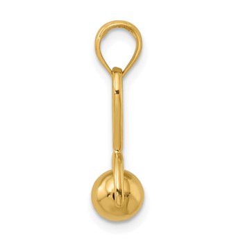 14k 3-D Baby Rattle with Moveable Ball Charm — alternate view