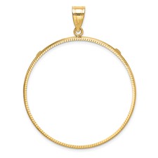 Image of Wideband Distinguished Coin Jewelry 10k Polished and Diamond-cut 39.5mm Prong Coin Bezel Pendant