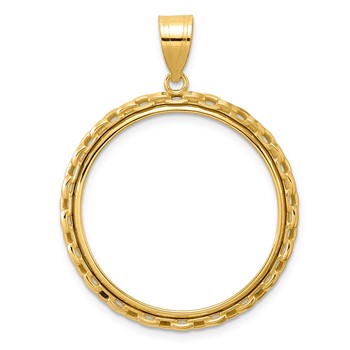 14k Polished Box with 27.0mm Prong Coin Bezel Pendant