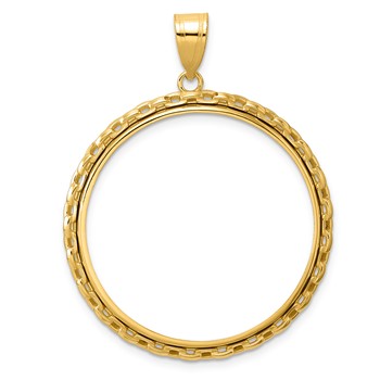 14k Polished Box with 32.0mm Prong Coin Bezel Pendant