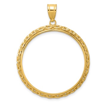 14k Polished Box with 32.7mm Prong Coin Bezel Pendant