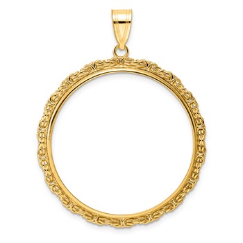 14k Polished Byzantine Link with 32.7mm Prong Coin Bezel Pendant