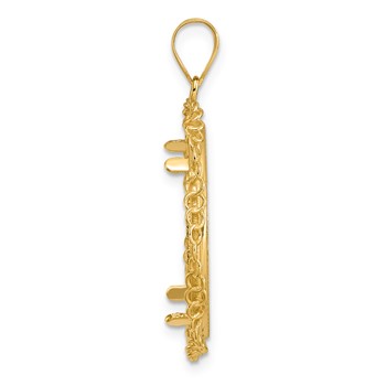 14k Diamond Cut Twisted Ring with 22.0mm Prong Coin Bezel Pendant — alternate view