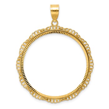 14k Diamond Cut Twisted Ring with 32.7mm Prong Coin Bezel Pendant