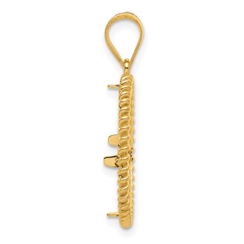 14k Diamond Cut Coil with 16.5mm Prong Coin Bezel Pendant — alternate view