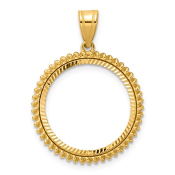 14k Diamond Cut Coil with 18.0mm Prong Coin Bezel Pendant
