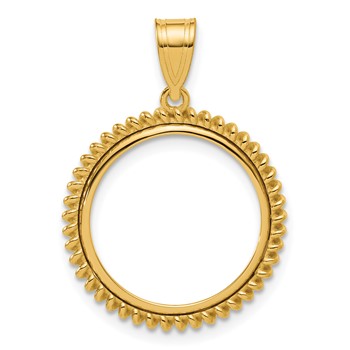 14k Polished Coil with 16.5mm Prong Coin Bezel Pendant