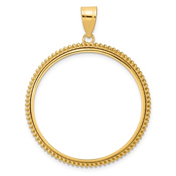 14k Polished Coil with 32.0mm Prong Coin Bezel Pendant