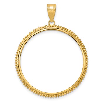 14k Polished Coil with 32.7mm Prong Coin Bezel Pendant