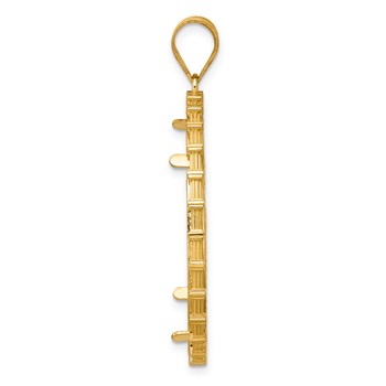 14k Diamond Cut Columns with 32.0mm Prong Coin Bezel Pendant — alternate view