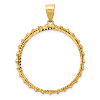 14k Diamond Cut Columns with 32.7mm Prong Coin Bezel Pendant