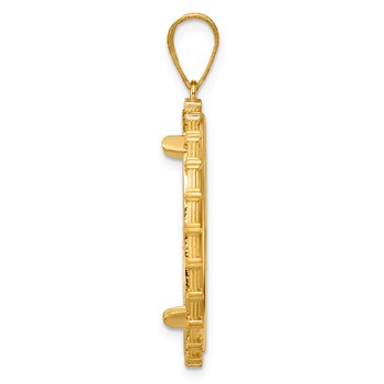 14k Polished Columns with 27.0mm Prong Coin Bezel Pendant — alternate view