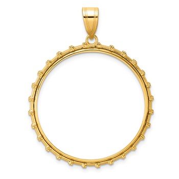 14k Polished Columns with 32.0mm Prong Coin Bezel Pendant
