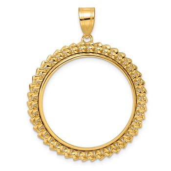 14k Polished Curb with 27.0mm Prong Coin Bezel Pendant