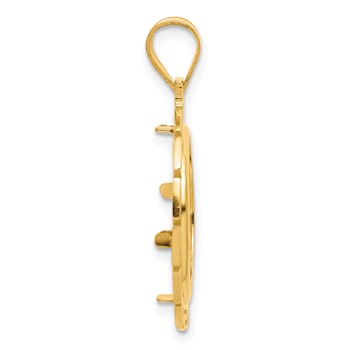 14k Polished Greek Key with 16.5mm Prong Coin Bezel Pendant — alternate view