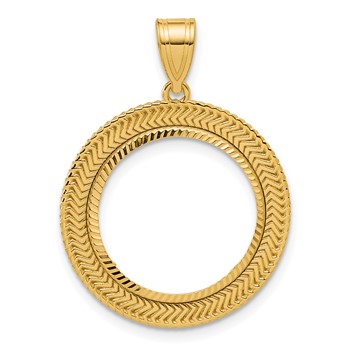 14k Diamond Cut Layered with 16.5mm Prong Coin Bezel Pendant