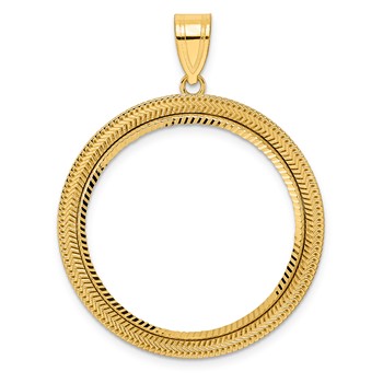 14k Diamond Cut Layered with 27.0mm Prong Coin Bezel Pendant