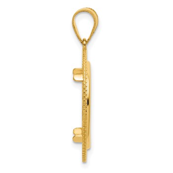 14k Polished Layered with 16.5mm Prong Coin Bezel Pendant — alternate view