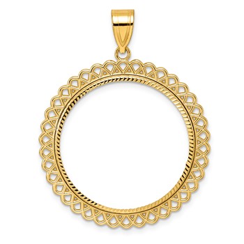 14k Diamond Cut Loop with 27.0mm Prong Coin Bezel Pendant
