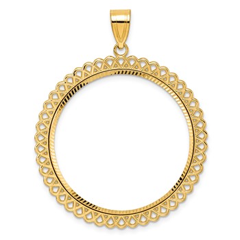 14k Diamond Cut Loop with 32.0mm Prong Coin Bezel Pendant
