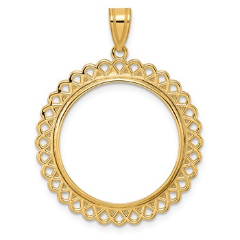 14k Polished Loop with 22.0mm Prong Coin Bezel Pendant