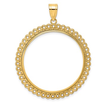 14k Polished Loop with 32.7mm Prong Coin Bezel Pendant