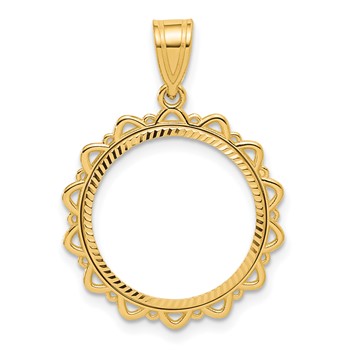 14k Diamond Cut Multi Arch with 16.5mm Prong Coin Bezel Pendant