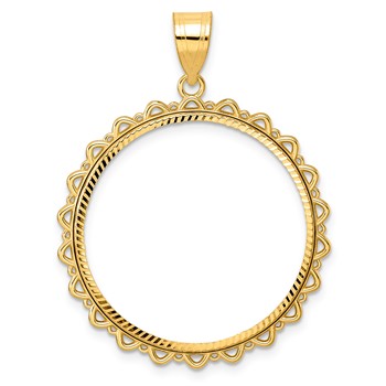 14k Diamond Cut Multi Arch with 27.0mm Prong Coin Bezel Pendant