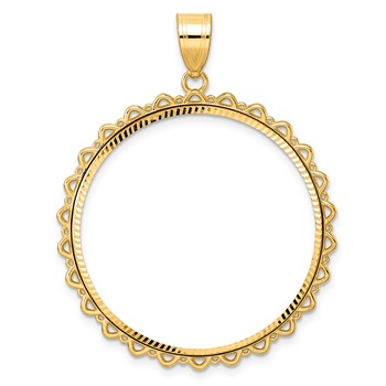 14k Diamond Cut Multi Arch with 32.0mm Prong Coin Bezel Pendant