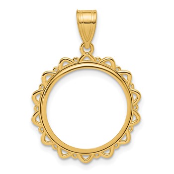 14k Polished Multi Arch with 16.5mm Prong Coin Bezel Pendant