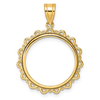 14k Polished Multi Arch with 18.0mm Prong Coin Bezel Pendant