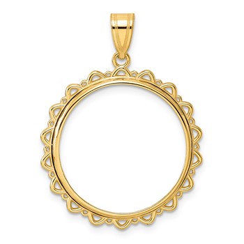 14k Polished Multi Arch with 22.0mm Prong Coin Bezel Pendant