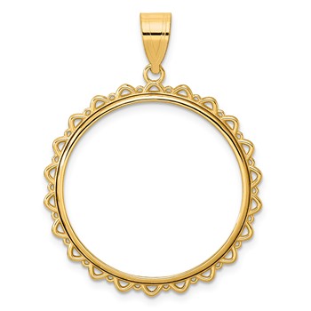 14k Polished Multi Arch with 27.0mm Prong Coin Bezel Pendant