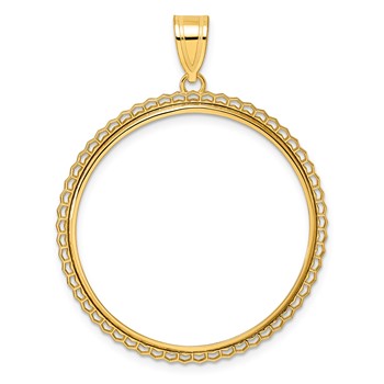 14k Polished Poly Edge with 32.0mm Prong Coin Bezel Pendant